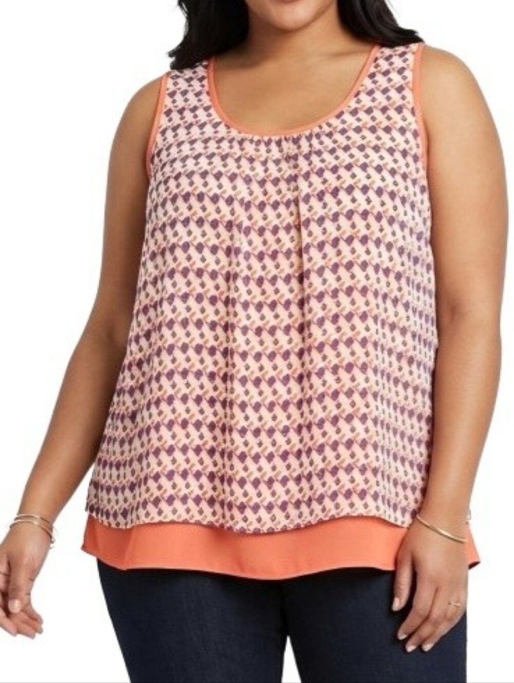 Daniel Rainn Plus Orange Multicolor Geo-Print Blouse Stitch Fix Sleeveless